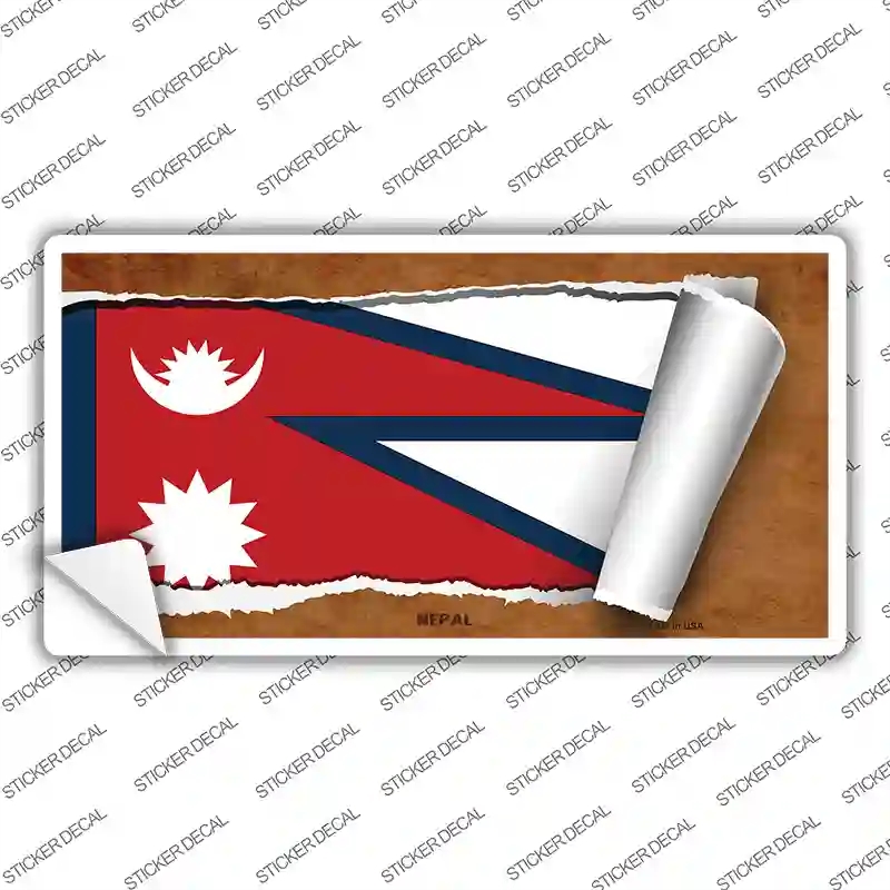 LP-9247s-XL Nepal Flag Scroll Novelty Sticker Decal - Extra Large