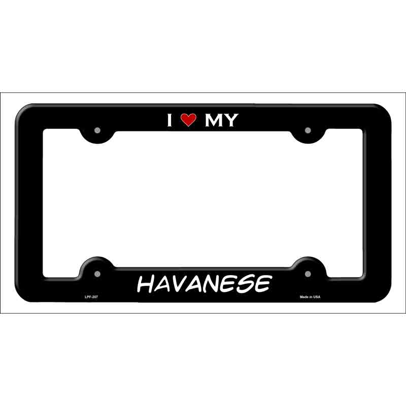 LPF-207b 12 x 6 in. Havanese Novelty Metal License Plate Frame - Black