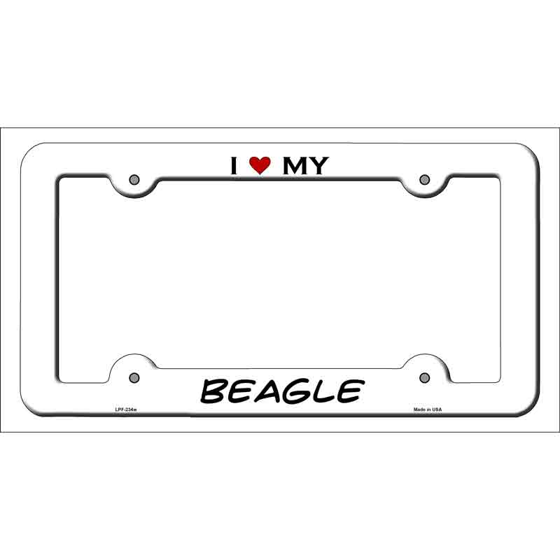 LPF-234w 12 x 6 in. Beagle Novelty Metal License Plate Frame - White