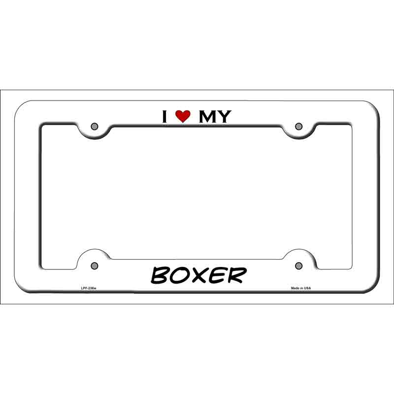 LPF-236w 12 x 6 in. Boxer Novelty Metal License Plate Frame - White
