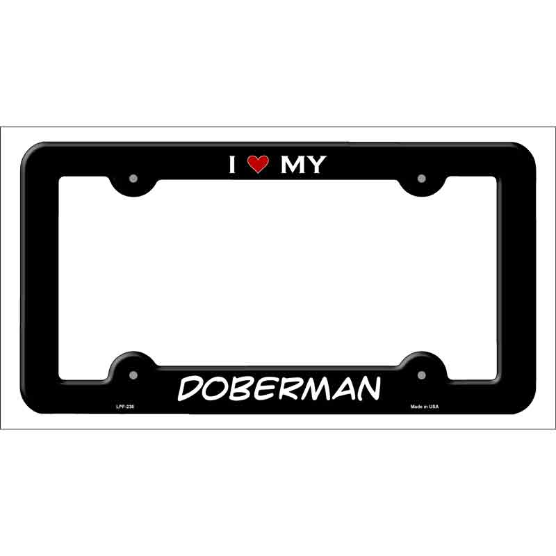 LPF-238b 12 x 6 in. Doberman Novelty Metal License Plate Frame - Black