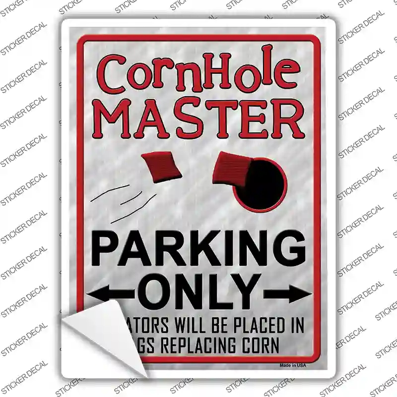 P-1236s-S Cornhole Master Novelty Rectangle Sticker Decal - Small