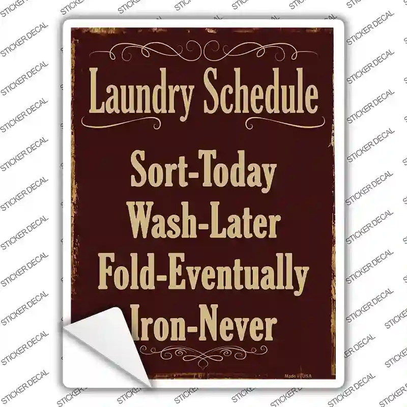 P-1238s-L Laundry Schedule Novelty Rectangle Sticker Decal - Large