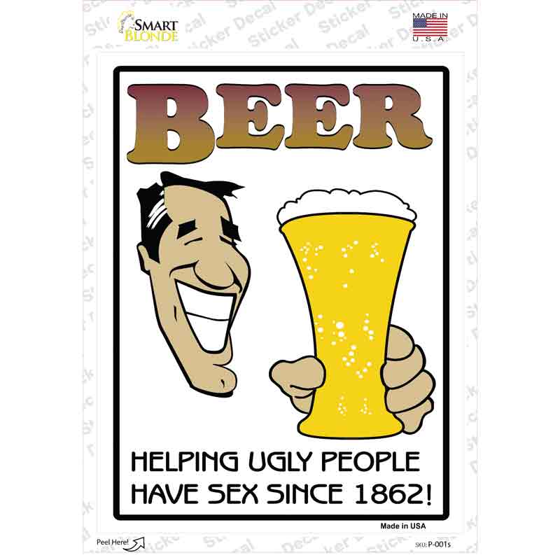 P-001s-M Helping Ugly People Novelty Rectangle Sticker Decal - Medium