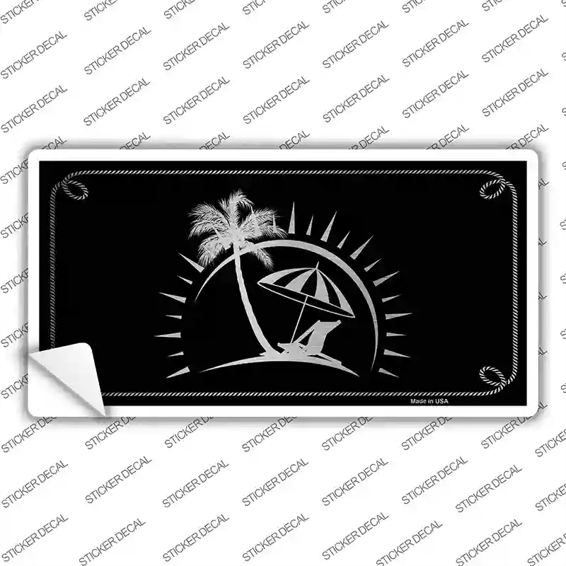 LPC-1073s-S Beach Black Brushed Chrome Novelty Sticker Decal - Small