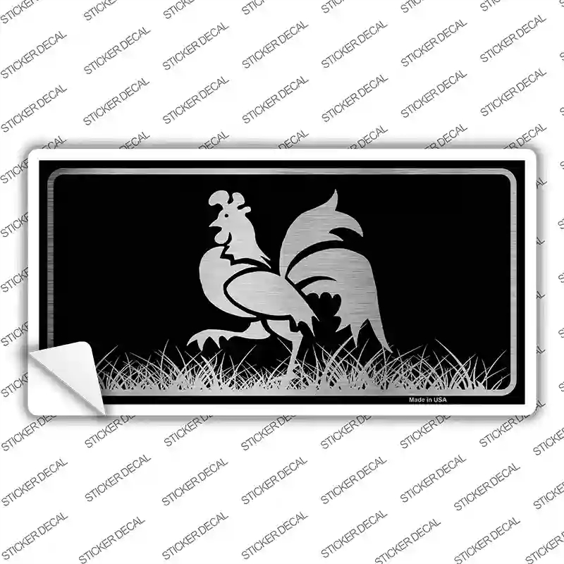LPC-1075s-XL Rooster Black Brushed Chrome Novelty Sticker Decal - Extra Large