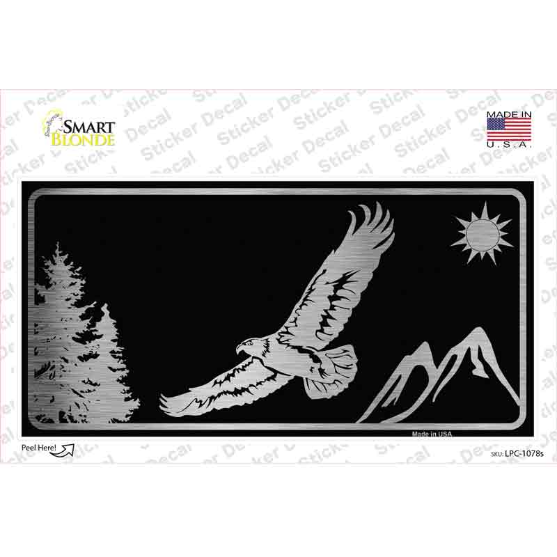 LPC-1078s-M Eagle Black Brushed Chrome Novelty Sticker Decal - Medium