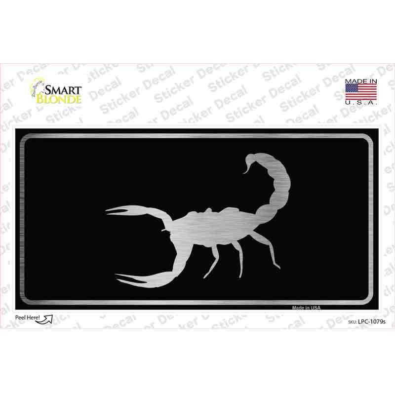 LPC-1079s-M Scorpion Black Brushed Chrome Novelty Sticker Decal - Medium