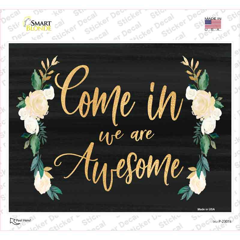 P-2301s-M Come in We Are Awesome Novelty Rectangle Sticker Decal - Medium