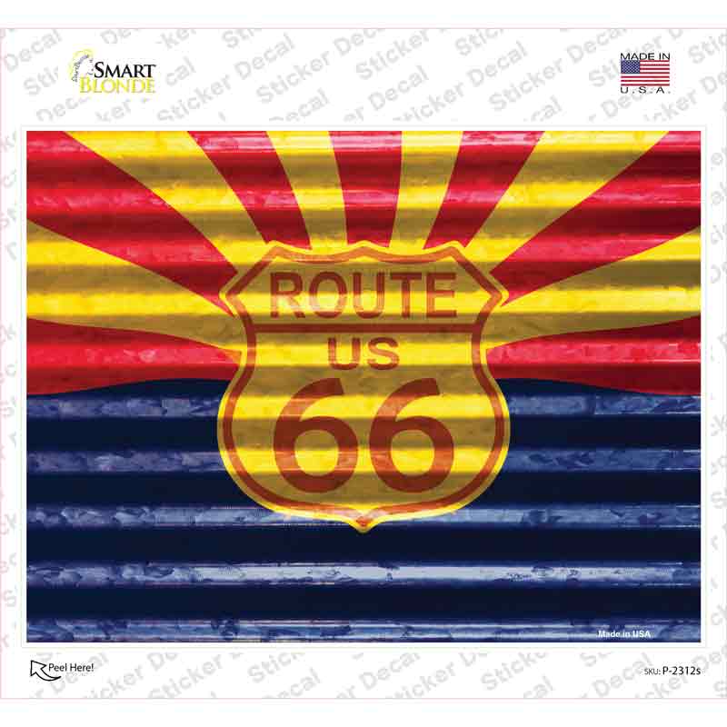 P-2312s-M Route 66 Arizona Flag Novelty Rectangle Sticker Decal - Medium