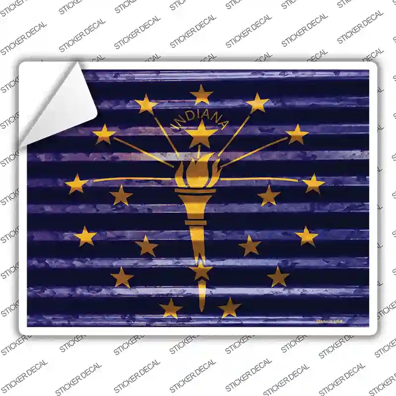 P-2328s-L Indiana Flag Novelty Rectangle Sticker Decal - Large