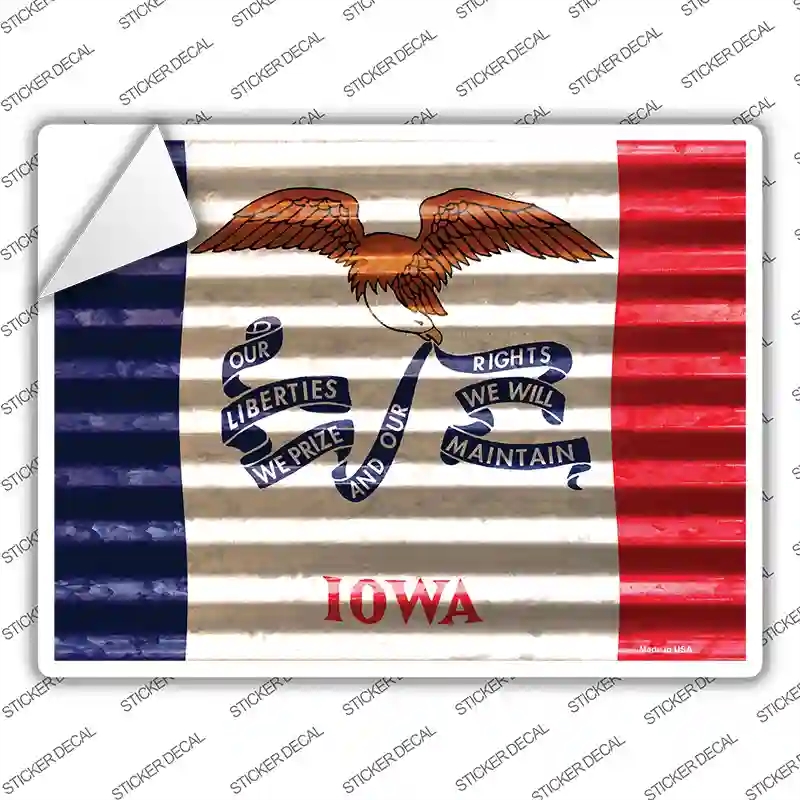 P-2329s-L Iowa Flag Novelty Rectangle Sticker Decal - Large