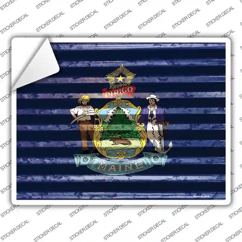 P-2333s-L Maine Flag Novelty Rectangle Sticker Decal - Large
