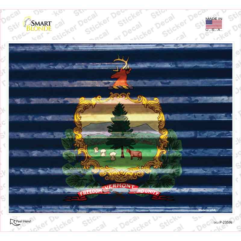 P-2359s-M Vermont Flag Novelty Rectangle Sticker Decal - Medium