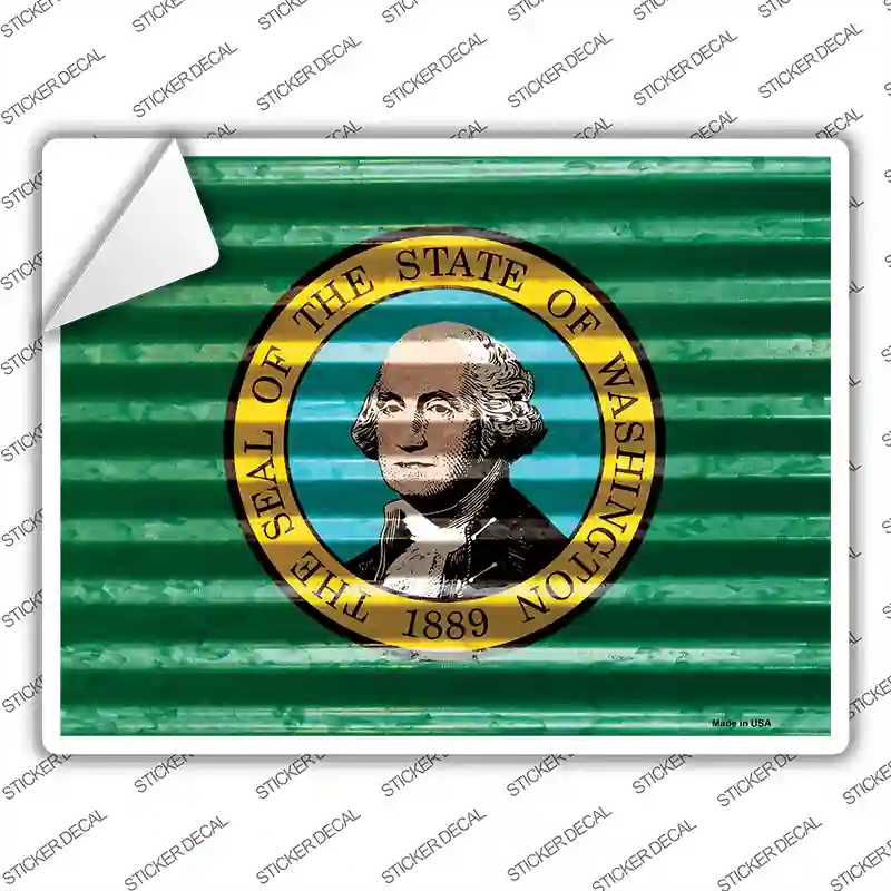 P-2361s-L Washington Flag Novelty Rectangle Sticker Decal - Large