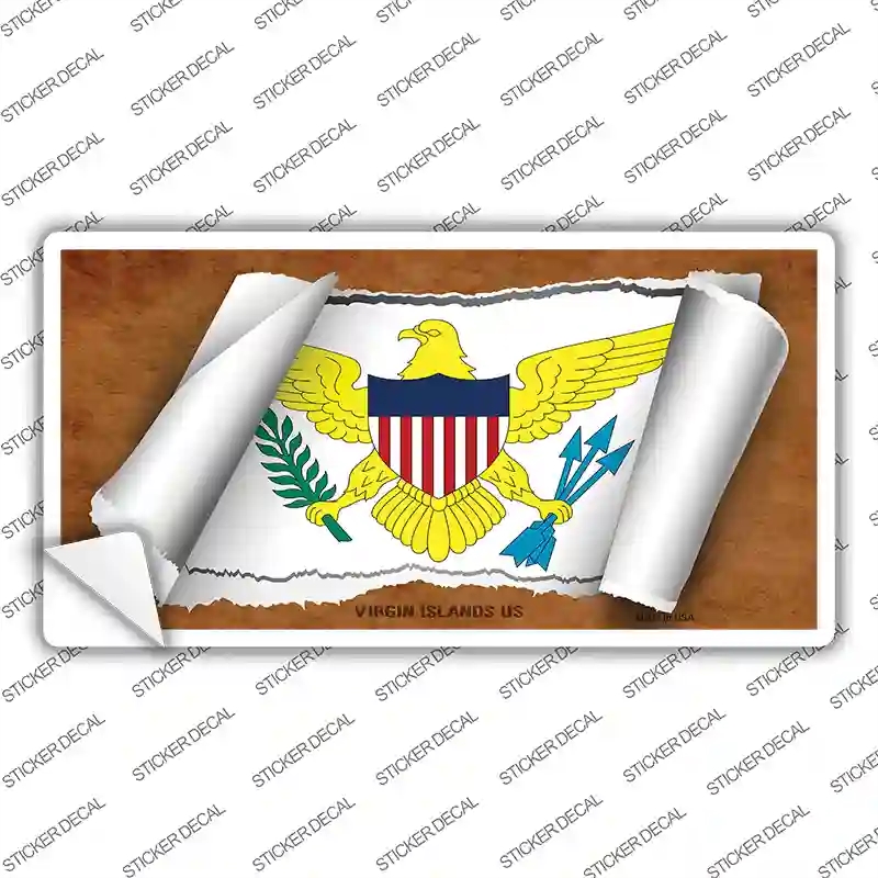 LP-9316s-S Virgin Islands US Flag Scroll Novelty Sticker Decal - Small