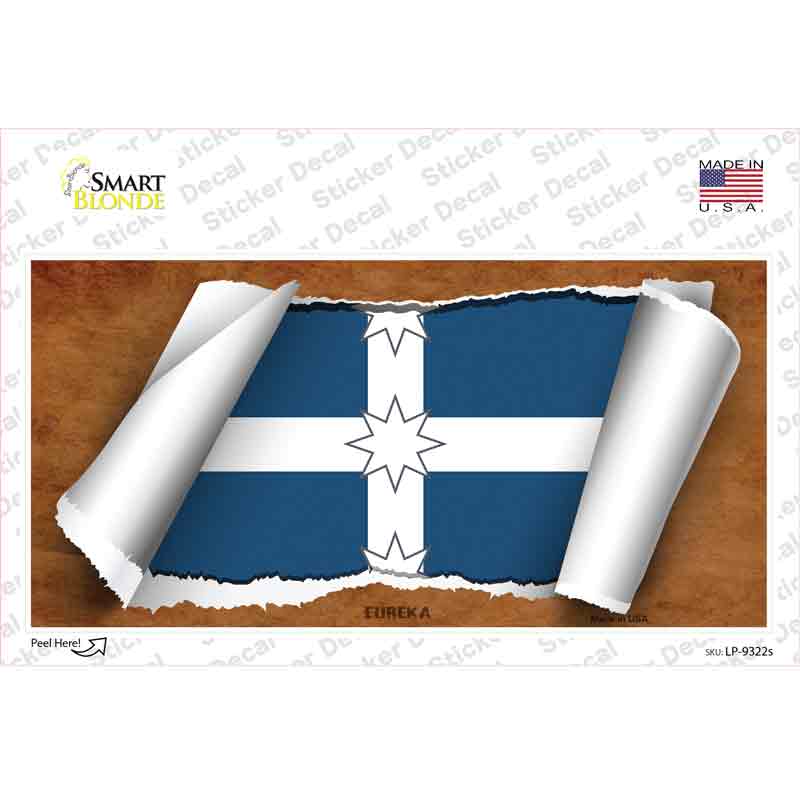 LP-9322s-M Eureka Flag Scroll Novelty Sticker Decal - Medium