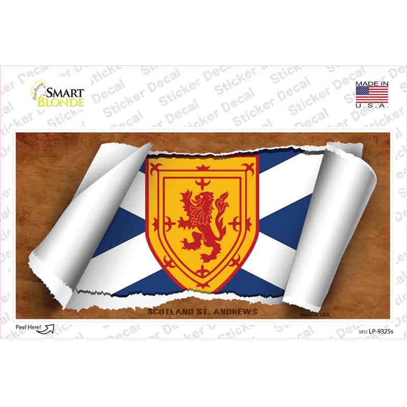 LP-9325s-M Scotland St. Andrews Flag Scroll Novelty Sticker Decal - Medium