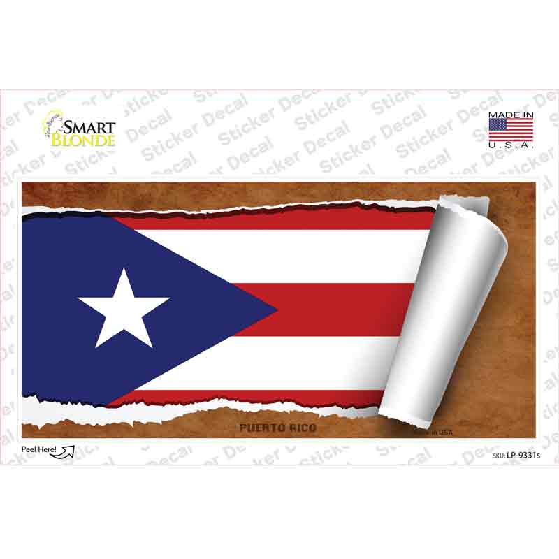 LP-9331s-M Puerto Rico Flag Scroll Novelty Sticker Decal - Medium