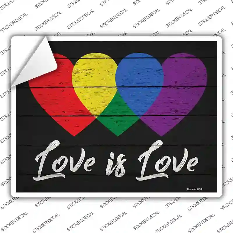 P-2998s-S Love is Love Novelty Rectangle Sticker Decal - Small