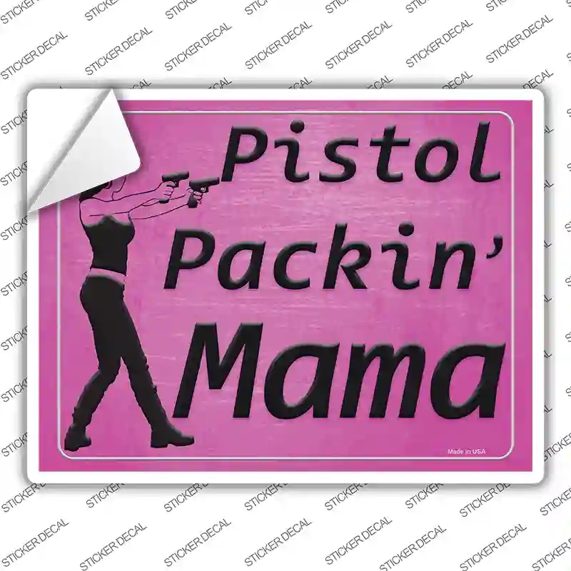 P-1522s-L Pistol Packing Mama Novelty Rectangle Sticker Decal - Large