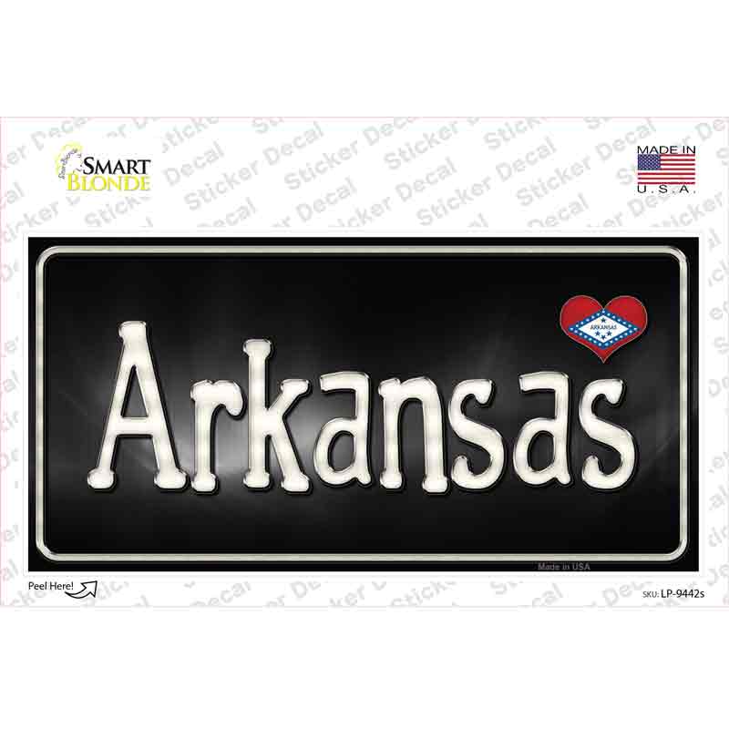 LP-9442s-M Arkansas Flag Script Novelty Sticker Decal - Medium