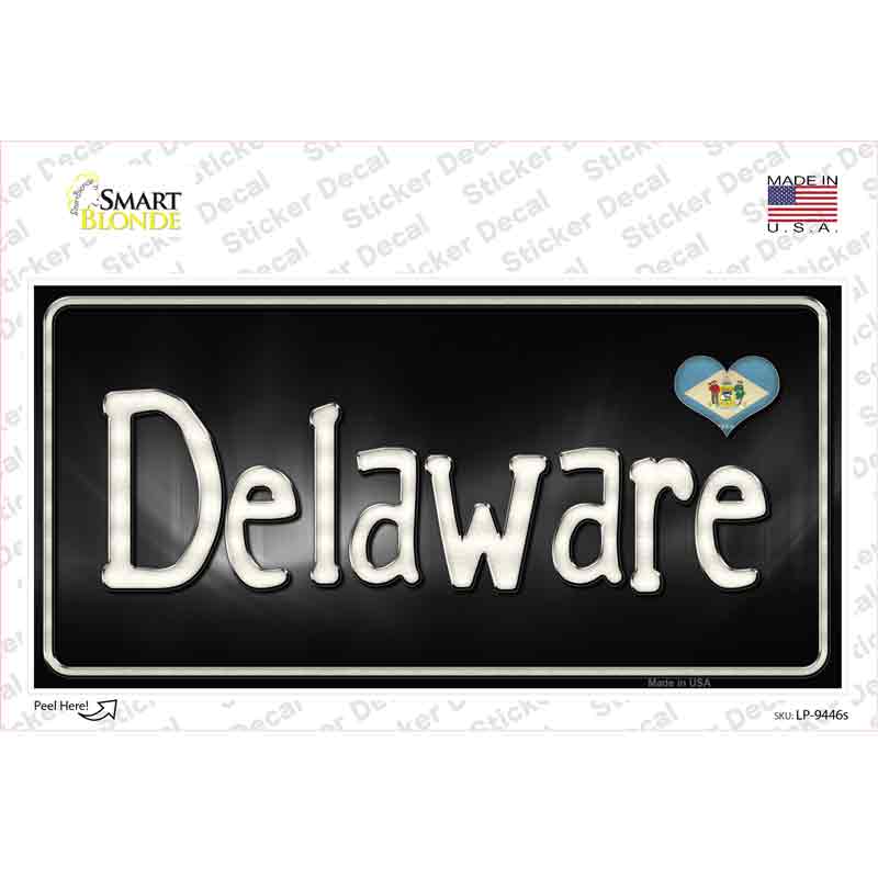LP-9446s-M Delaware Flag Script Novelty Sticker Decal - Medium