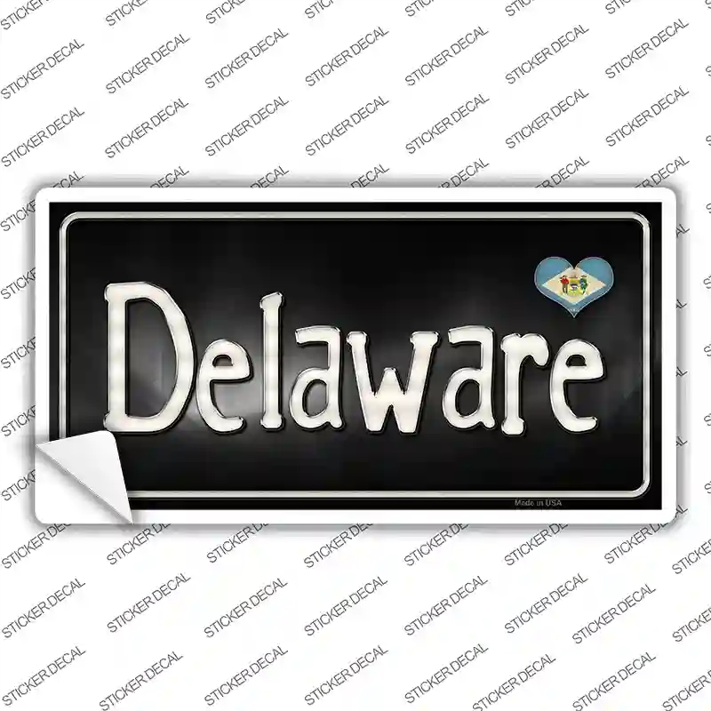 LP-9446s-XL Delaware Flag Script Novelty Sticker Decal - Extra Large
