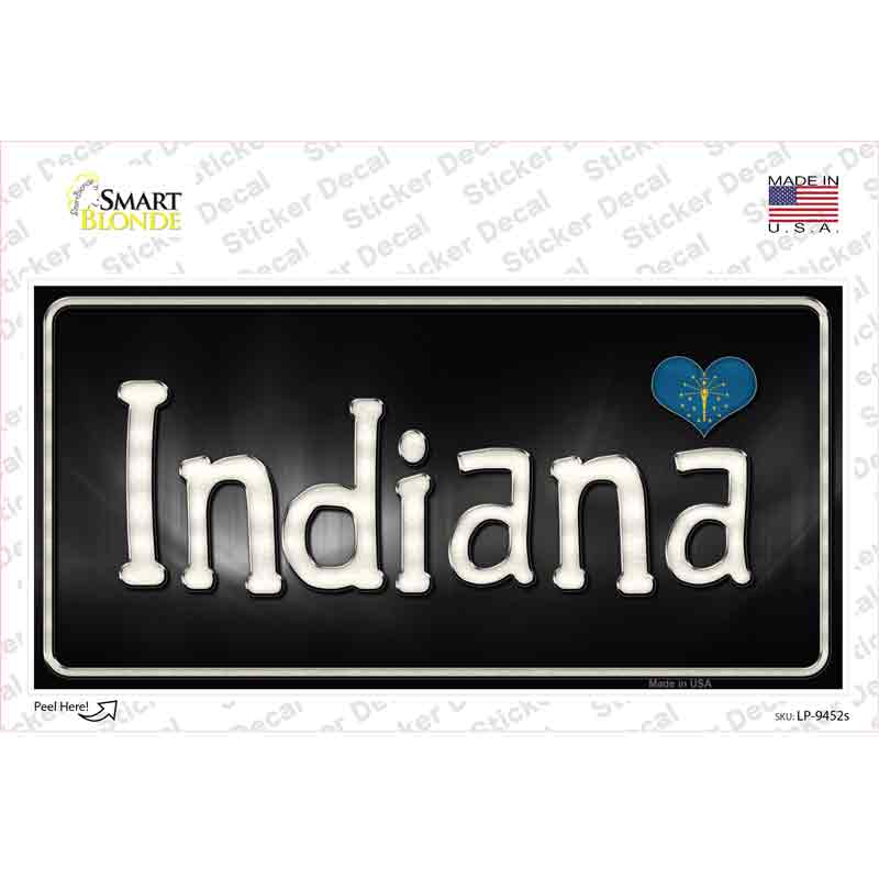 LP-9452s-M Indiana Flag Script Novelty Sticker Decal - Medium