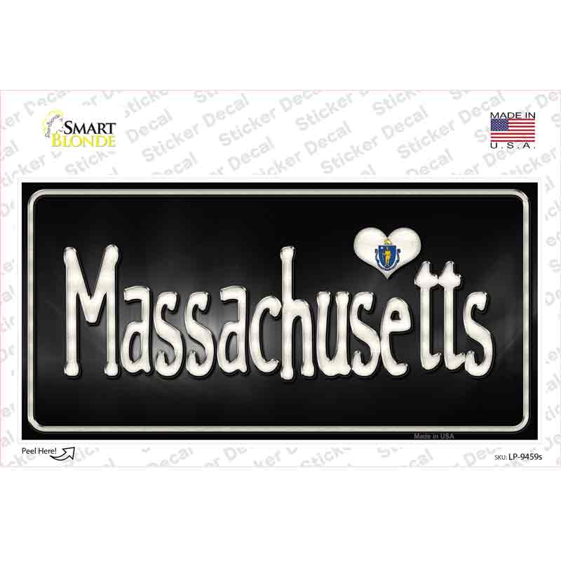 LP-9459s-M Massachusetts Flag Script Novelty Sticker Decal - Medium
