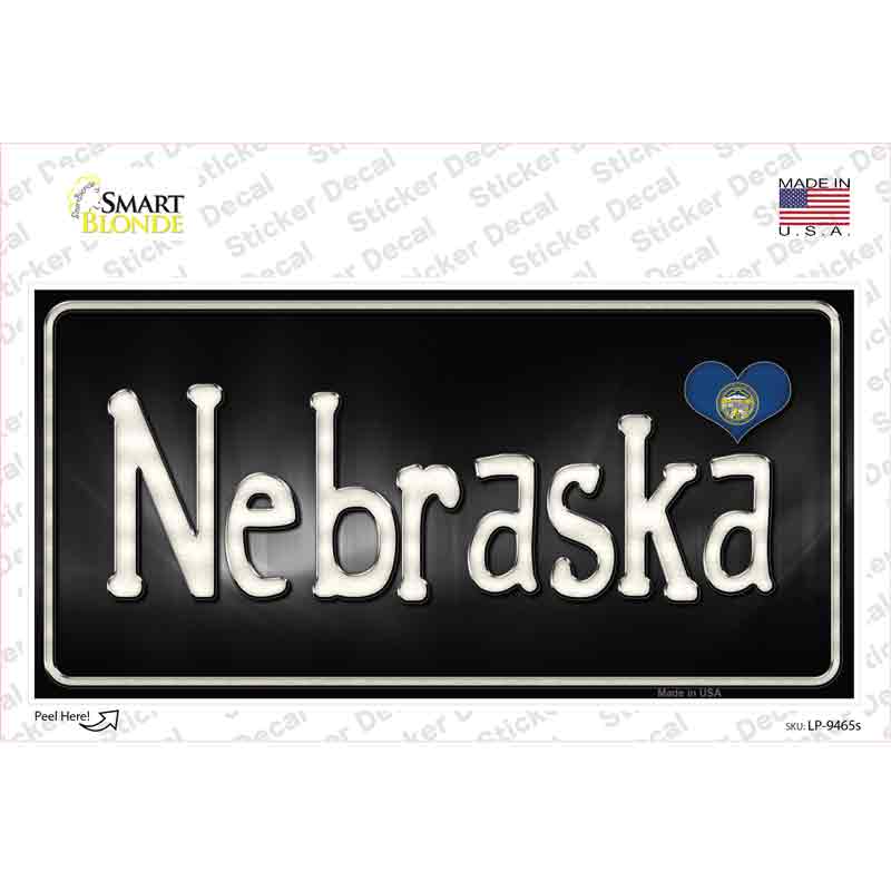 LP-9465s-M Nebraska Flag Script Novelty Sticker Decal - Medium