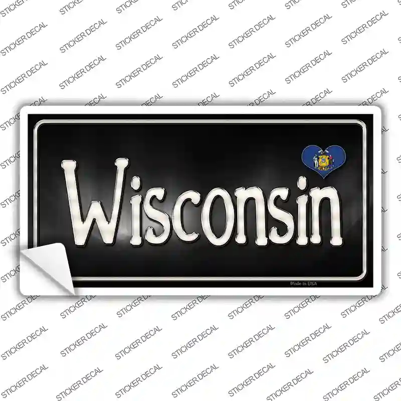 LP-9487s-S Wisconsin Flag Script Novelty Sticker Decal - Small