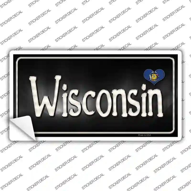 LP-9487s-XL Wisconsin Flag Script Novelty Sticker Decal - Extra Large