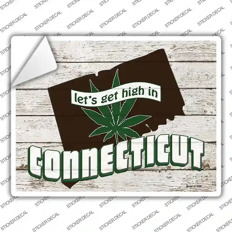 P-3204s-XL Get High in Connecticut Novelty Rectangle Sticker Decal - Extra Large