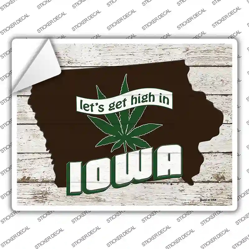 P-3212s-XL Get High in Iowa Novelty Rectangle Sticker Decal - Extra Large