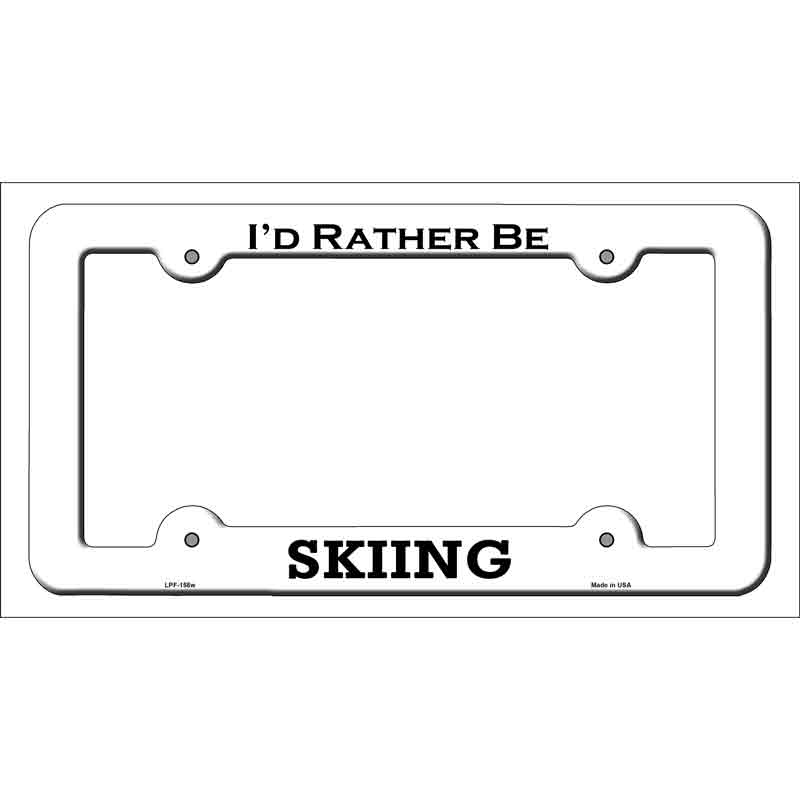 LPF-158w 12 x 6 in. Skiing Novelty Metal License Plate Frame - White