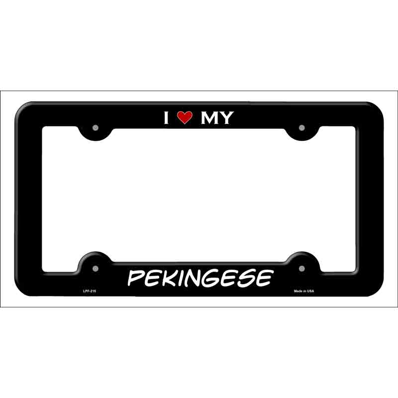 LPF-215b 12 x 6 in. Pekingese Novelty Metal License Plate Frame - Black