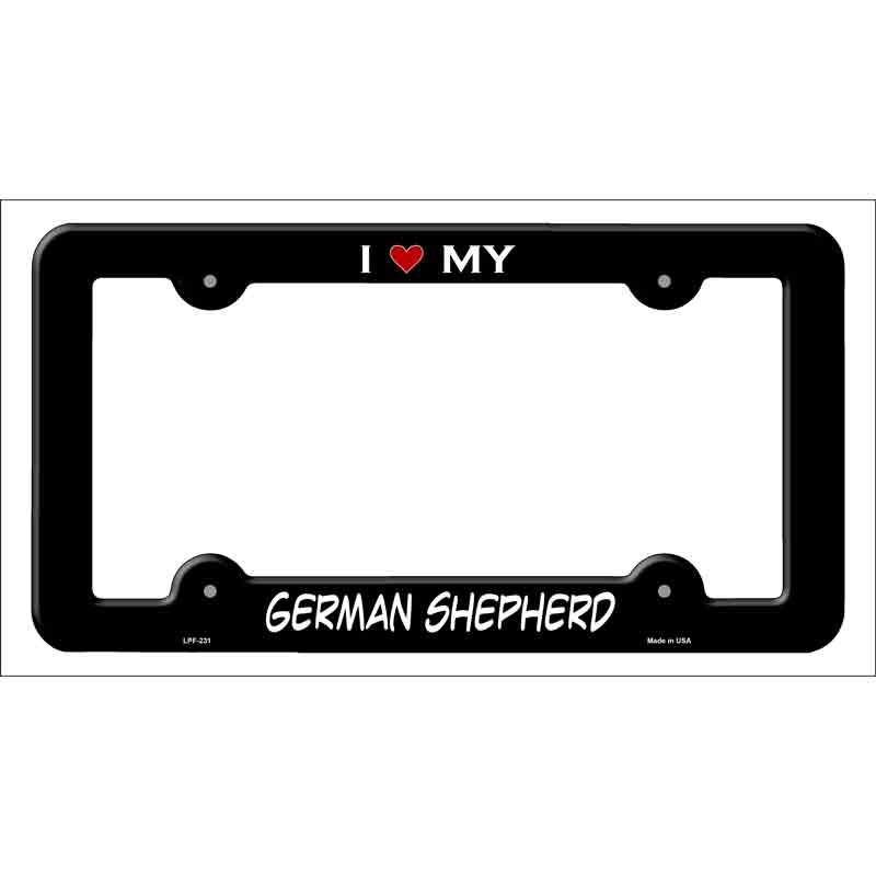 LPF-231b 12 x 6 in. German Shepherd Novelty Metal License Plate Frame - Black