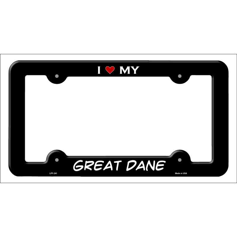 LPF-241b 12 x 6 in. Great Dane Novelty Metal License Plate Frame - Black