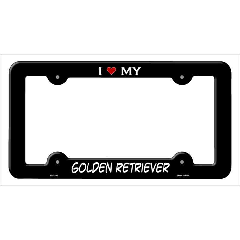 LPF-242b 12 x 6 in. Golden Retriever Novelty Metal License Plate Frame - Black