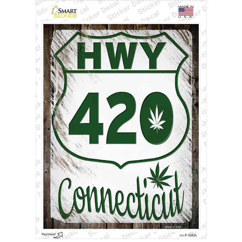 P-3262s-M HWY 420 Connecticut Novelty Rectangle Sticker Decal - Medium