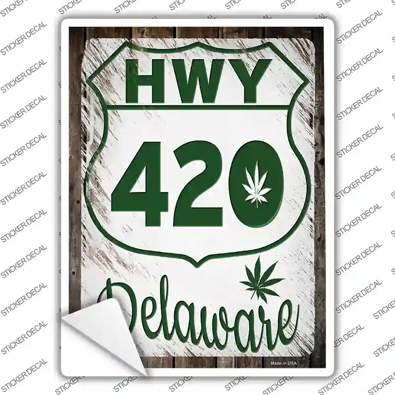 P-3263s-L HWY 420 Delaware Novelty Rectangle Sticker Decal - Large