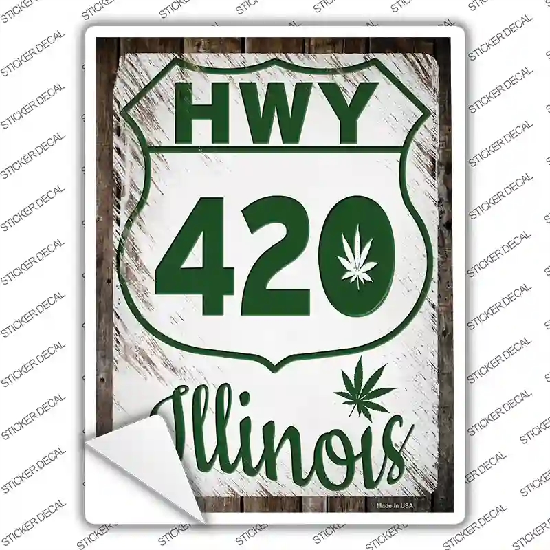 P-3268s-S HWY 420 Illinois Novelty Rectangle Sticker Decal - Small