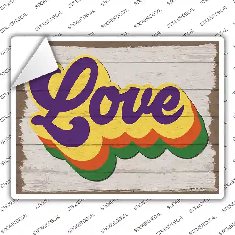 P-3868s-XL Love Rainbow Novelty Rectangle Sticker Decal - Extra Large