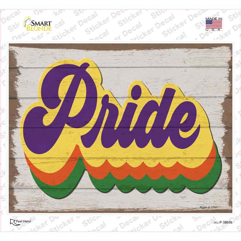 P-3869s-M Pride Rainbow Novelty Rectangle Sticker Decal - Medium