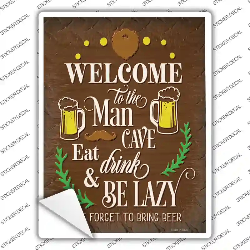 P-3714s-S Eat Drink Be Lazy Novelty Rectangle Sticker Decal - Small