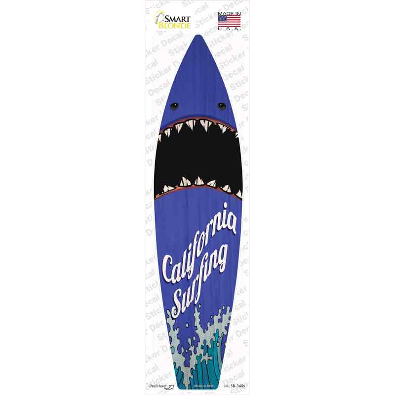 SB-340s-M California Surfing Shark Novelty Surfboard Sticker Decal - Medium