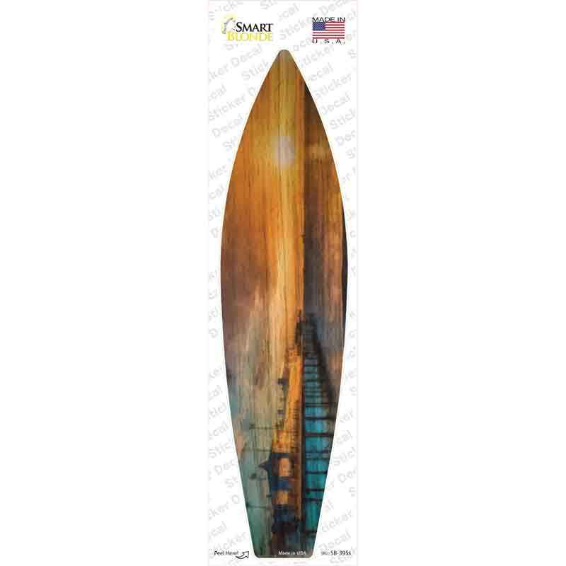 SB-395s-M Pier & Sunset Novelty Surfboard Sticker Decal - Medium