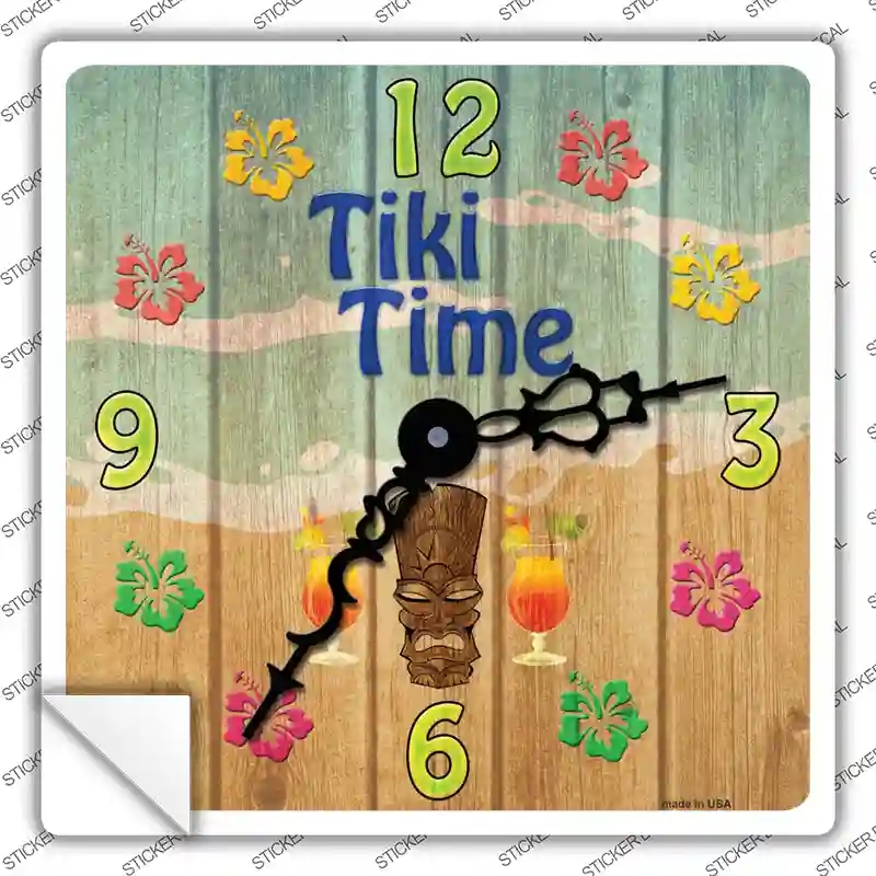 SQ-921s-L Tiki Time Novelty Square Sticker Decal - Large