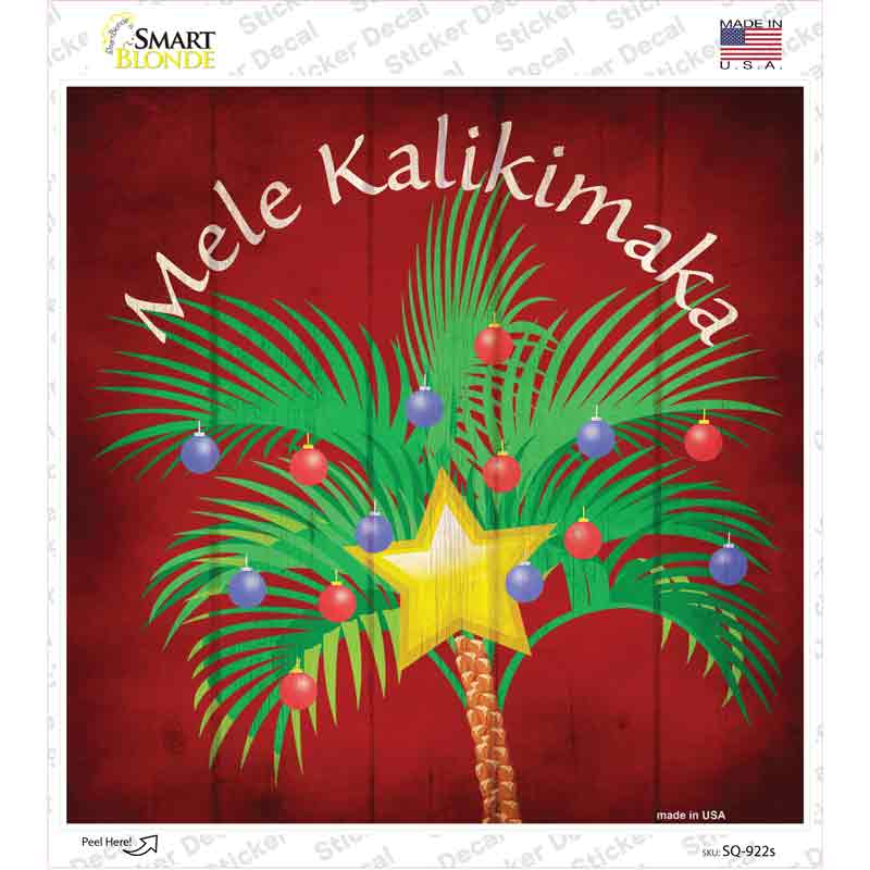 SQ-922s-M Mele Kalikimaka Novelty Square Sticker Decal - Medium